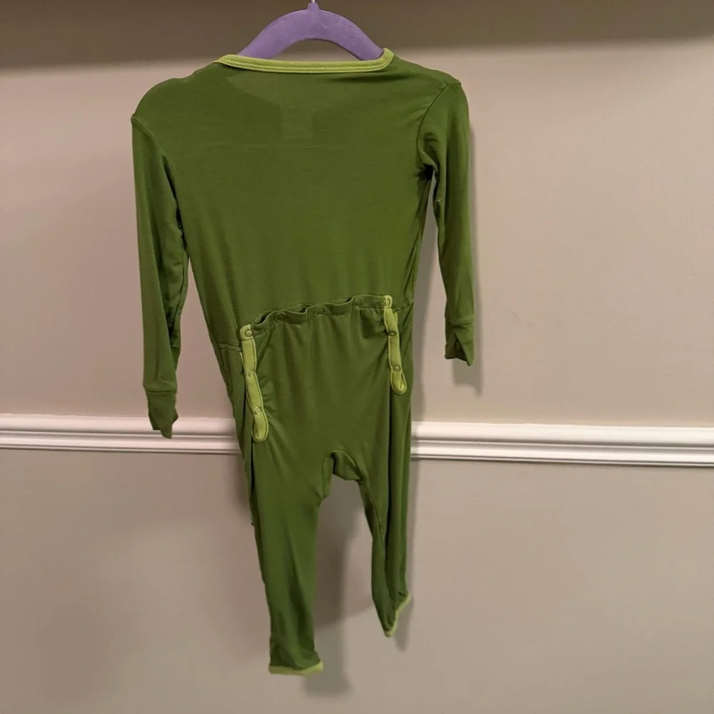 Kickee Pants Bamboo Sleeper 9-12M Olive Zip Pajamas Soft - Picture 2 of 5